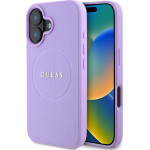 GUESS PU Grained Classic Logo MagSafe Case for iPhone 16 Purple - (GUHMP16SPGHSMMU)