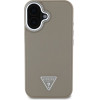 GUESS PU Grained Triangle Logo Case for iPhone 16 Brown - (GUHMP16SPGTSPSW)