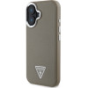 GUESS PU Grained Triangle Logo Case for iPhone 16 Brown - (GUHMP16SPGTSPSW)