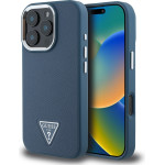 GUESS PU Grained Triangle Logo Case for iPhone 16 Pro Blue - (GUHMP16LPGTSPSB)