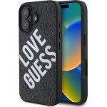 GUESS PU Leather 4G Big Love Logo MagSafe Case for iPhone 16 Black - (GUHMP16SP4PLGWK)