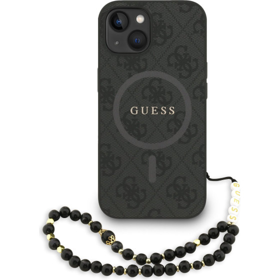 GUESS PU Leather 4G Colored Ring Strap MagSafe Case for iPhone 14 Black - (GUHMP14SP4GREGSK)