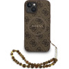 GUESS PU Leather 4G Colored Ring Strap MagSafe Case for iPhone 15 Brown - (GUHMP15SP4GREGSW)