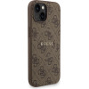 GUESS PU Leather 4G Colored Ring Strap MagSafe Case for iPhone 15 Brown - (GUHMP15SP4GREGSW)