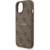 GUESS PU Leather 4G Colored Ring Strap MagSafe Case for iPhone 15 Brown - (GUHMP15SP4GREGSW)