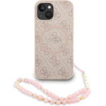 GUESS PU Leather 4G Colored Ring Strap MagSafe Case for iPhone 15 Pink - (GUHMP15SP4GREGSP)
