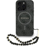 GUESS PU Leather 4G Colored Ring Strap MagSafe Case for iPhone 15 Pro Black - (GUHMP15LP4GREGSK)