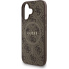 GUESS PU Leather 4G Colored Ring Strap MagSafe Case for iPhone 16 Brown - (GUHMP16SP4GREGSW)