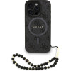 GUESS PU Leather 4G Colored Ring Strap MagSafe Case for iPhone 16 Pro Black - (GUHMP16LP4GREGSK)
