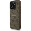 GUESS PU Leather 4G Colored Ring Strap MagSafe Case for iPhone 16 Pro Brown - (GUHMP16LP4GREGSW)