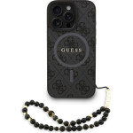 GUESS PU Leather 4G Colored Ring Strap MagSafe Case for iPhone 16 Pro Max Black - (GUHMP16XP4GREGSK)