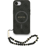 GUESS PU Leather 4G Colored Ring Strap MagSafe Case for iPhone 16e Black - (GUHMPSE4P4GREGSK)