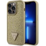 GUESS Rhinestones Triangle Metal Logo Case for iPhone 15 Pro Gold - (GUHCP15LHDGTPD)