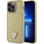 GUESS Rhinestones Triangle Metal Logo Case for iPhone 15 Pro Max Gold - (GUHCP15XHDGTPD)