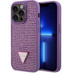 GUESS Rhinestones Triangle Metal Logo Case for iPhone 15 Pro Purple - (GUHCP15LHDGTPU)