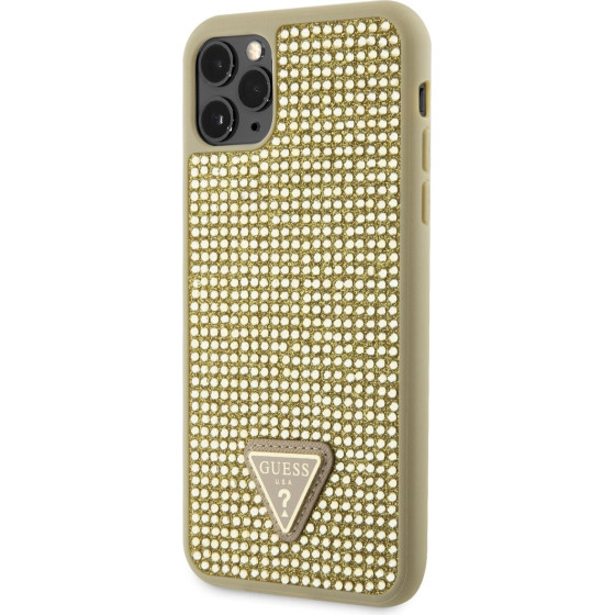 GUESS Rhinestones Triangle Metal Logo Case iPhone 11 Pro Max Gold - (GUHCN65HDGTPD)