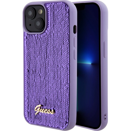 GUESS Sequin Script Logo Case for iPhone 15 Plus Purple - (GUHCP15MPSFDGSU)