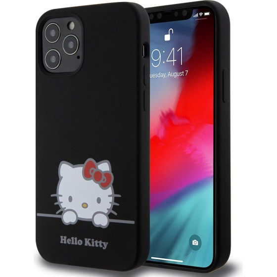 Hello Kitty Liquid Silicone Daydreaming Logo Case for iPhone 12/12 Pro Black - (HKHCP12MSKCDKK)
