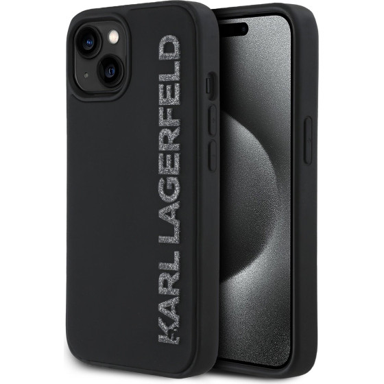Karl Lagerfeld 3D Rubber Glitter Logo Case for iPhone 13 Black - (KLHCP13MRBKGVCK)