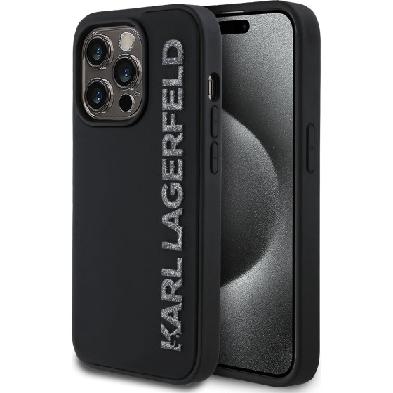 Karl Lagerfeld 3D Rubber Glitter Logo Case for iPhone 13 Pro Black - (KLHCP13LRBKGVCK)