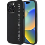 Karl Lagerfeld 3D Rubber Glitter Logo Case for iPhone 15 Pro Max Black - (KLHCP15XRBKGVCK)