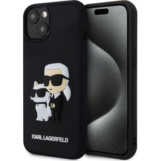 Karl Lagerfeld 3D Rubber Karl and Choupette Case for iPhone 13 Black - (KLHCP13M3DRKCNK)