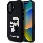 Karl Lagerfeld 3D Rubber Karl and Choupette Case for iPhone 16 Black - (KLHCP16S3DRKCNK)
