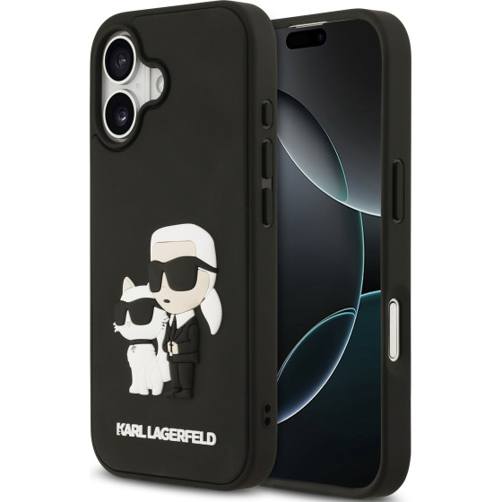 Karl Lagerfeld 3D Rubber Karl and Choupette Case for iPhone 17 Black - (KLHCP17S3DRKCNK)
