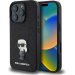 Karl Lagerfeld Fixed Glitter Metal Ikonik Case for iPhone 16 Pro Black - (KLHCP16LGKNPSK)