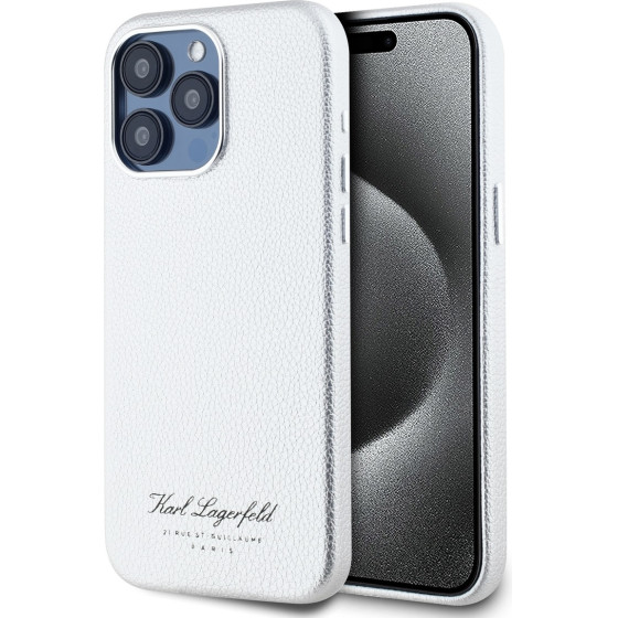 Karl Lagerfeld Grained PU Hotel RSG Case for iPhone 15 Pro Max Grey - (KLHCP15XPGWCMKHG)