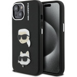 Karl Lagerfeld Grained PU K&CH Heads Case for iPhone 15 Black - (KLHCP15SPSFDHPK)