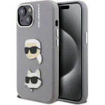 Karl Lagerfeld Grained PU K&CH Heads Case for iPhone 15 Grey - (KLHCP15SPSFDHPG)