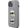 Karl Lagerfeld Grained PU K&CH Heads Case for iPhone 15 Grey - (KLHCP15SPSFDHPG)