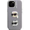 Karl Lagerfeld Grained PU K&CH Heads Case for iPhone 15 Grey - (KLHCP15SPSFDHPG)