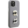 Karl Lagerfeld Grained PU K&CH Heads Case for iPhone 15 Grey - (KLHCP15SPSFDHPG)
