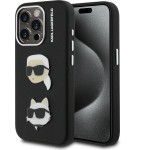 Karl Lagerfeld Grained PU K&CH Heads Case for iPhone 15 Pro Black - (KLHCP15LPSFDHPK)