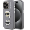 Karl Lagerfeld Grained PU K&CH Heads Case for iPhone 15 Pro Grey - (KLHCP15LPSFDHPG)