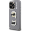 Karl Lagerfeld Grained PU K&CH Heads Case for iPhone 15 Pro Grey - (KLHCP15LPSFDHPG)