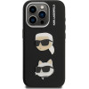 Karl Lagerfeld Grained PU K&CH Heads Case for iPhone 15 Pro Max Black - (KLHCP15XPSFDHPK)
