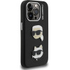 Karl Lagerfeld Grained PU K&CH Heads Case for iPhone 15 Pro Max Black - (KLHCP15XPSFDHPK)