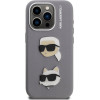 Karl Lagerfeld Grained PU K&CH Heads Case for iPhone 15 Pro Max Grey - (KLHCP15XPSFDHPG)