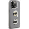 Karl Lagerfeld Grained PU K&CH Heads Case for iPhone 15 Pro Max Grey - (KLHCP15XPSFDHPG)