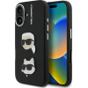 Karl Lagerfeld Grained PU K&CH Heads Case for iPhone 16 Black - (KLHCP16SPSFDHPK)