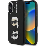 Karl Lagerfeld Grained PU K&CH Heads Case for iPhone 16 Black - (KLHCP16SPSFDHPK)