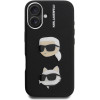Karl Lagerfeld Grained PU K&CH Heads Case for iPhone 16 Black - (KLHCP16SPSFDHPK)
