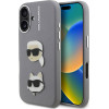 Karl Lagerfeld Grained PU K&CH Heads Case for iPhone 16 Grey - (KLHCP16SPSFDHPG)