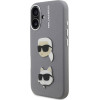 Karl Lagerfeld Grained PU K&CH Heads Case for iPhone 16 Grey - (KLHCP16SPSFDHPG)