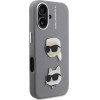 Karl Lagerfeld Grained PU K&CH Heads Case for iPhone 16 Grey - (KLHCP16SPSFDHPG)