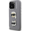 Karl Lagerfeld Grained PU K&CH Heads Case for iPhone 16 Pro Grey - (KLHCP16LPSFDHPG)