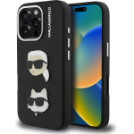 Karl Lagerfeld Grained PU K&CH Heads Case for iPhone 16 Pro Max Black - (KLHCP16XPSFDHPK)